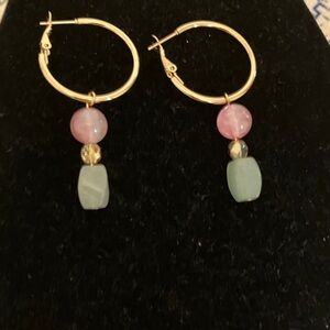 Elegant Gold and Pink Hoop Earrings